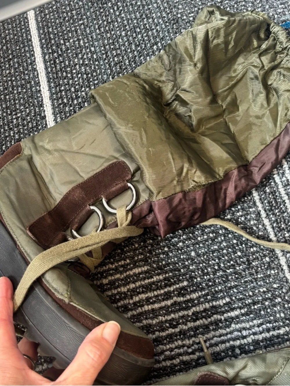 Pajar Winter Boot Green and Brown Insulated Lace Up Roll Up